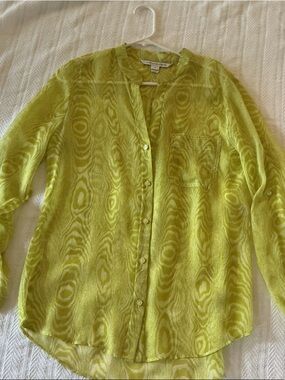 Diane Von Furstenberg Lime Green Abstract Print Blouse